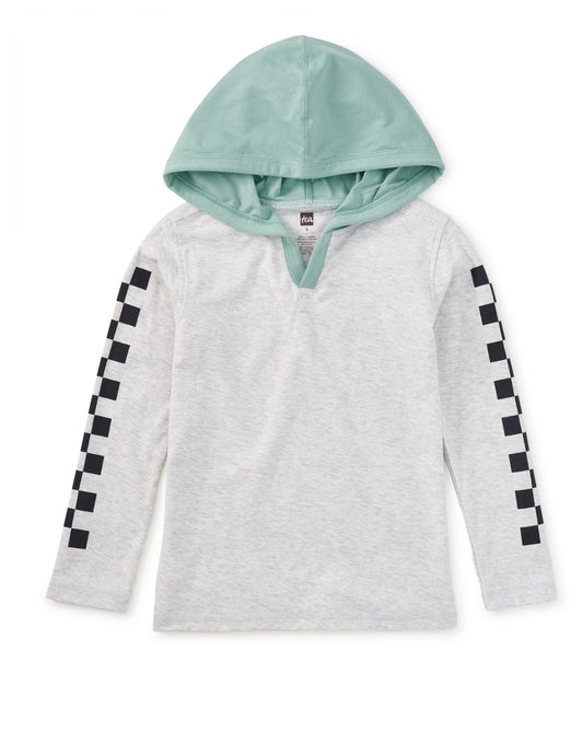Checker Sleeves Happy Hoodie