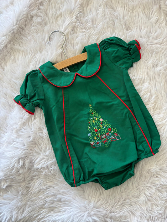 Christmas Tree Embroidered Girl Bubble
