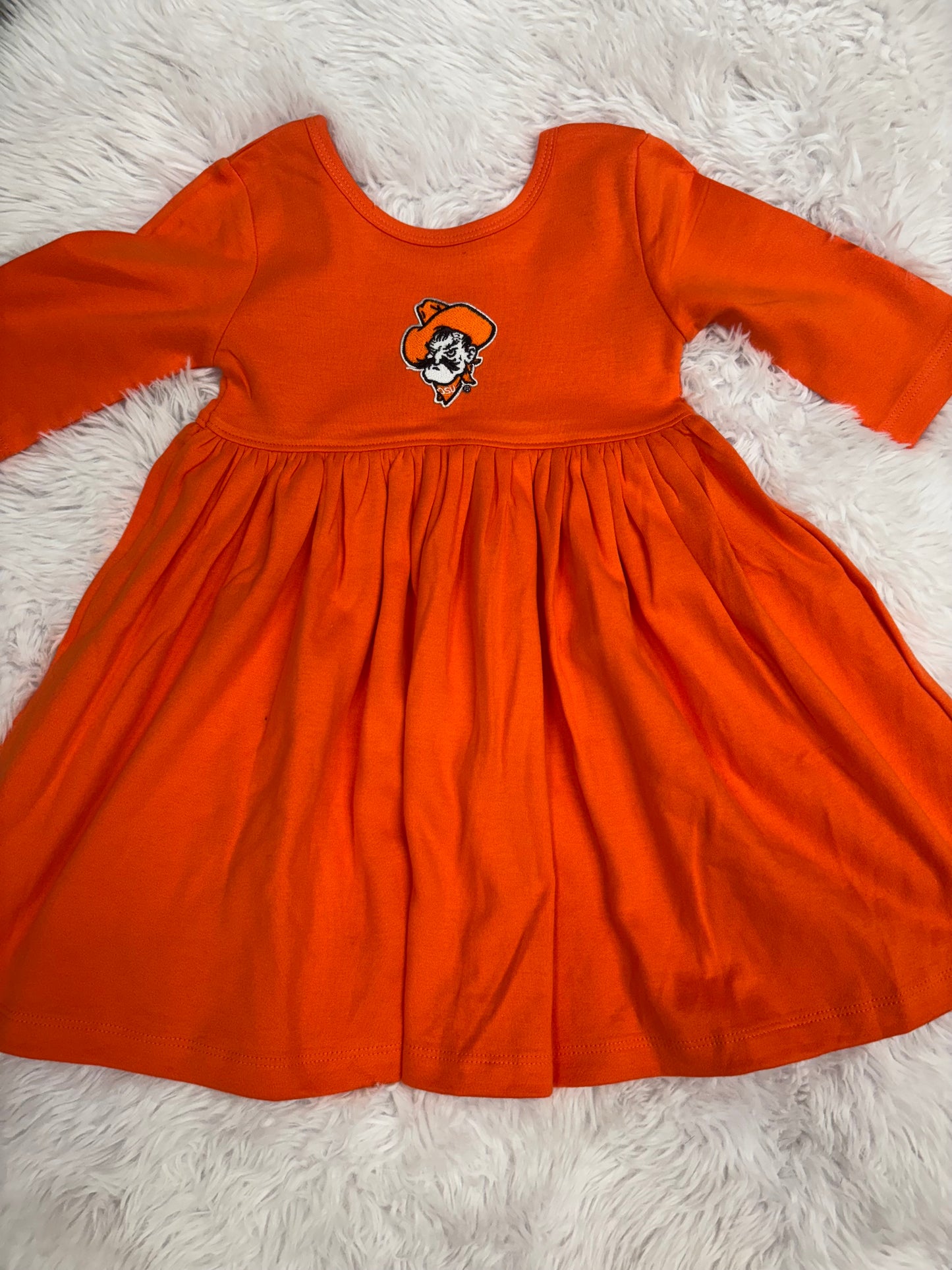 L/S Spin Dress - Orange with Pistol Pete