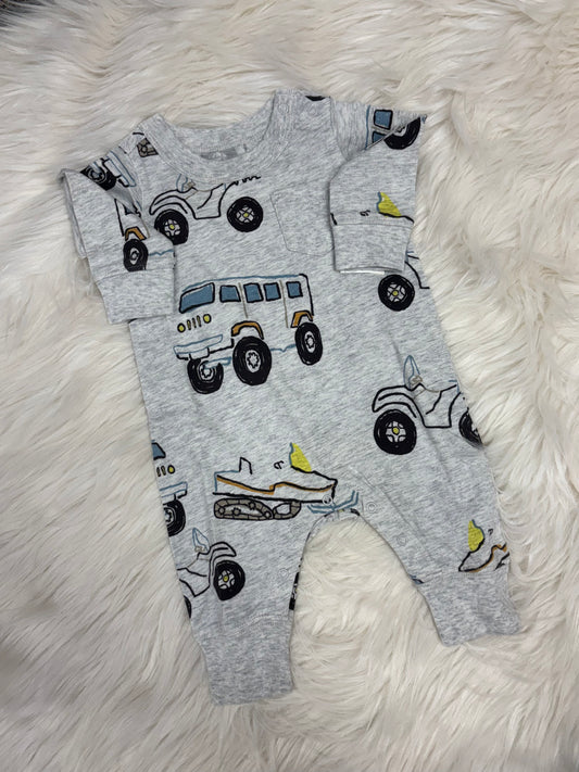 Snow Vehicles - L/S Pocket Romper