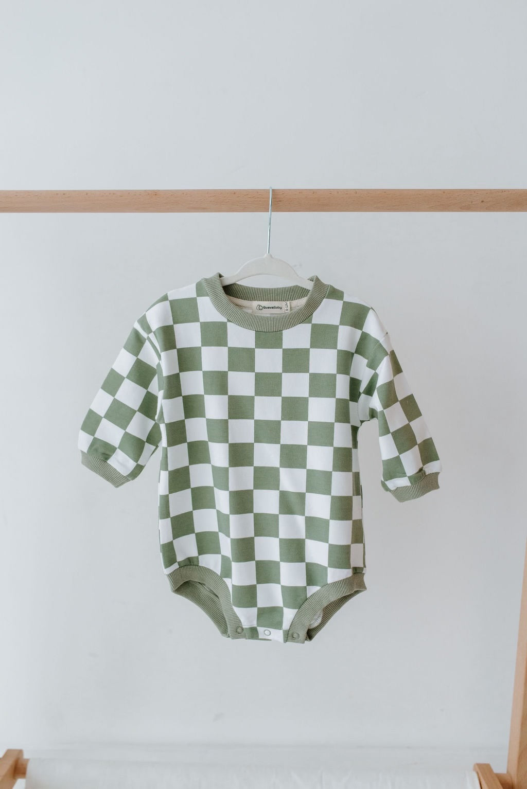 Green Checker Sweatshirt Romper