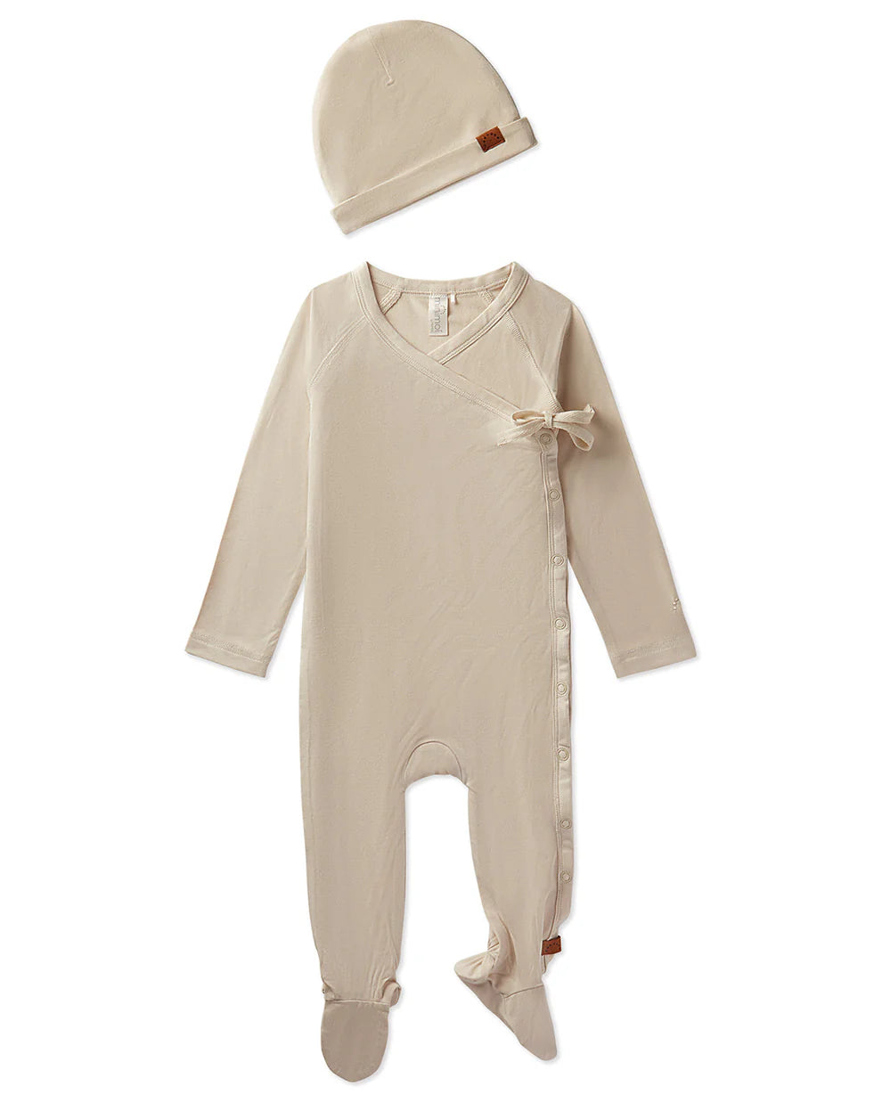 Solid Crossover 2 Piece Footie Set-Latte