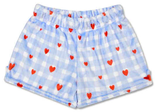 Gingham Hearts | Plush Shorts
