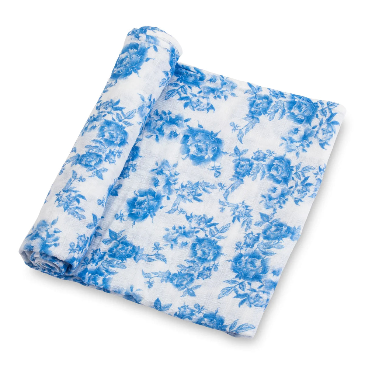 Blue Peony Muslin Cotton Swaddle Blanket