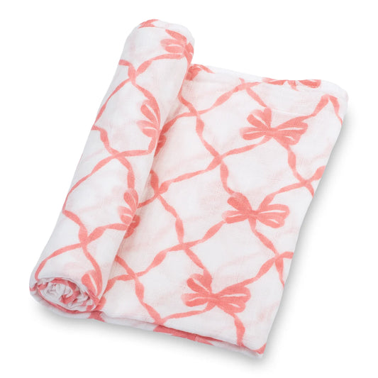 Beautiful Bows Muslin Cotton Swaddle Blanket