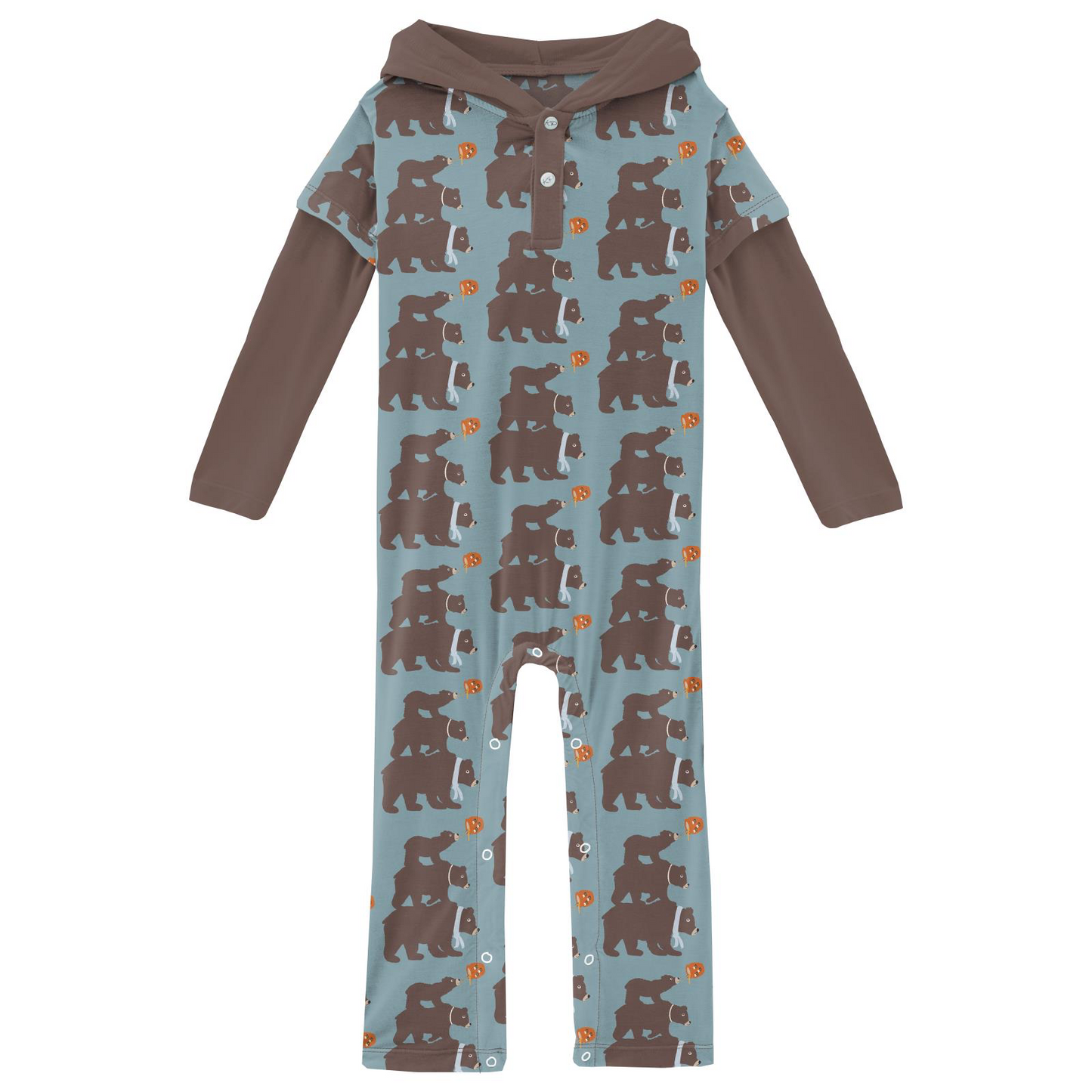 Stormy Sea Three Naughty Bears L/S Hoodie Romper