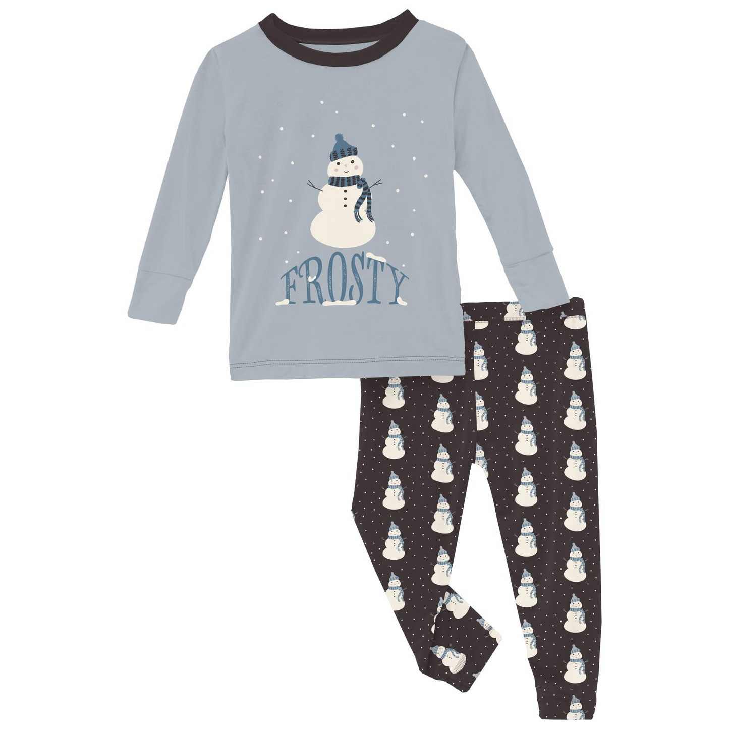 Midnight Tiny Snowman Long Sleeve Graphic Tee Pajama Set