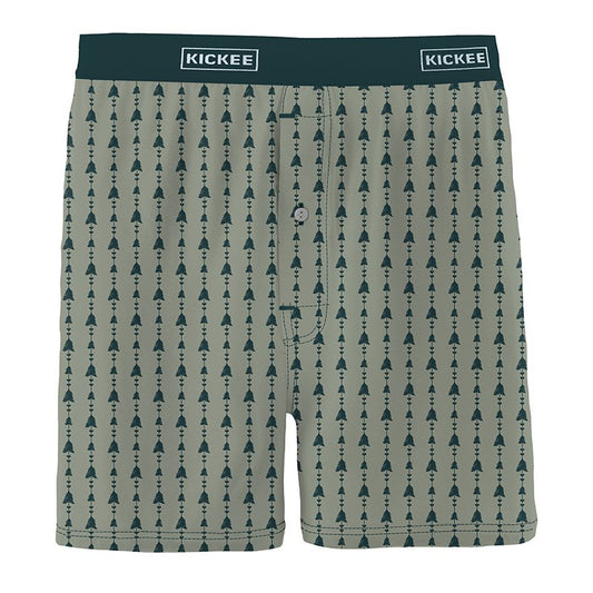 Silver Sage Trees & Hearts Men's Print Boxer Shorts