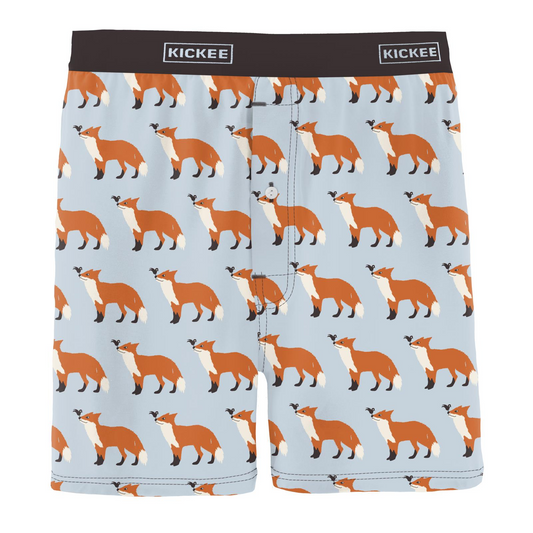 Illusion Blue Fox & The Crow Men's Print Boxer Shorts
