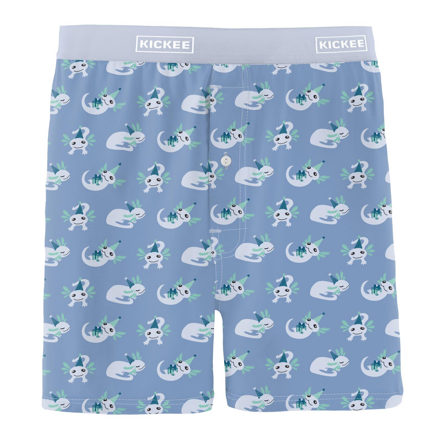 Dream Blue Axolotl Party Men's Print Boxer Shorts