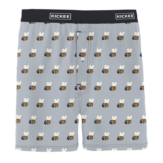 Pearl Blue Baby Bumblebee Men's Print Boxer Shorts