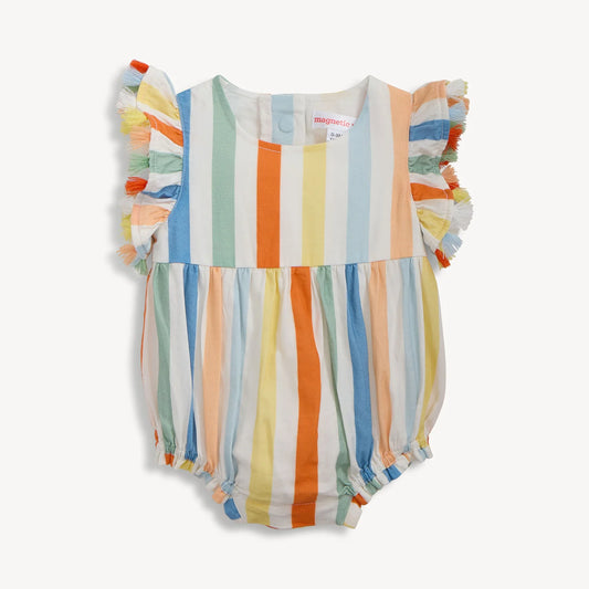 Multi Stripe | Woven Magnetic Bubble Romper