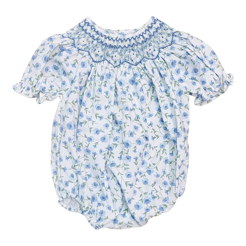 Glory Blue | Floral Smocked Bubble
