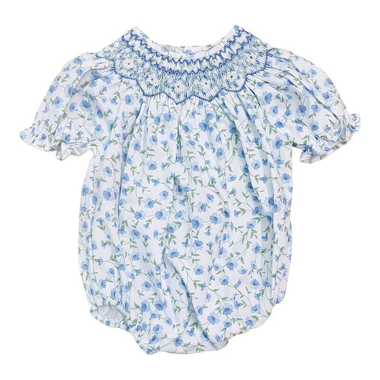 Glory Blue | Floral Smocked Bubble