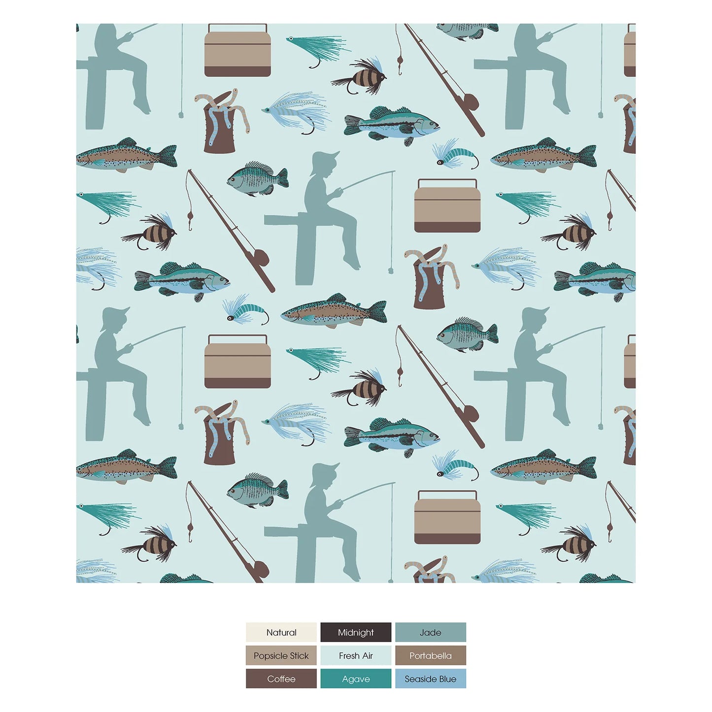Fresh Air Fishing Print Footie w 2 Way Zipper