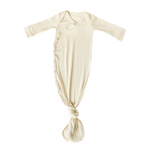 Copper Pearl Rib Knit Knotted Gown - Moonstone