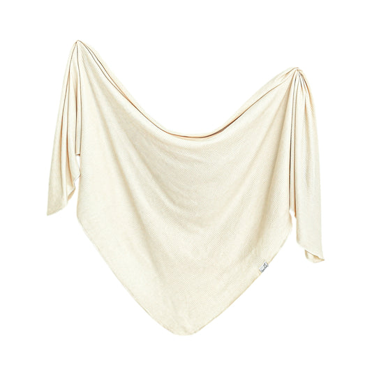 Copper Pearl Knit Swaddle Blanket - Moonstone Rib