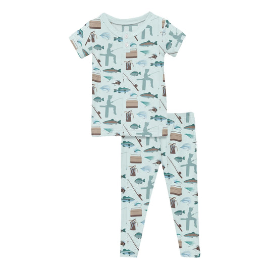 Fresh Air Fishing Short Sleeve Henley Pajama Set