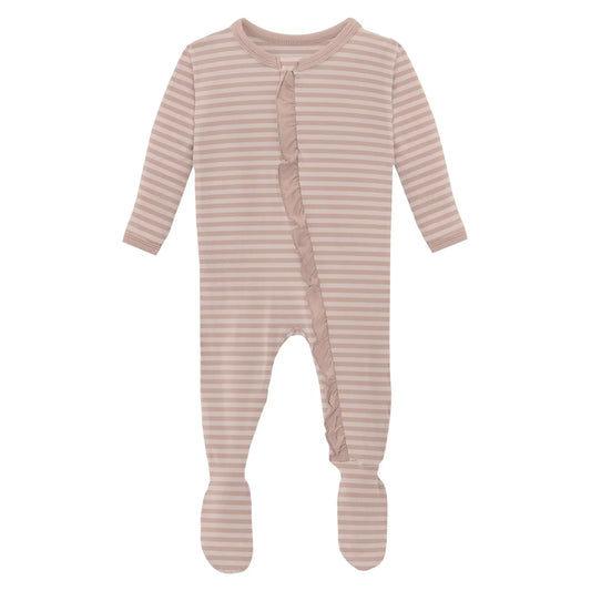 2 Way Zipper Ruffle Footie | Blossom Breeze Stripe