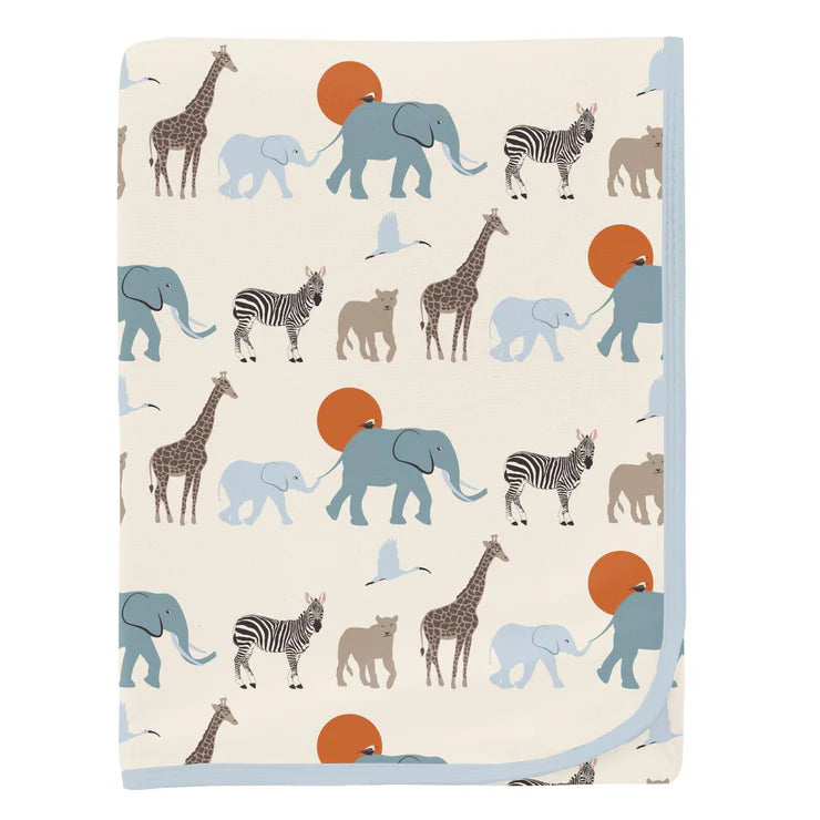 Natural Just So Animals Print Swaddling Blanket