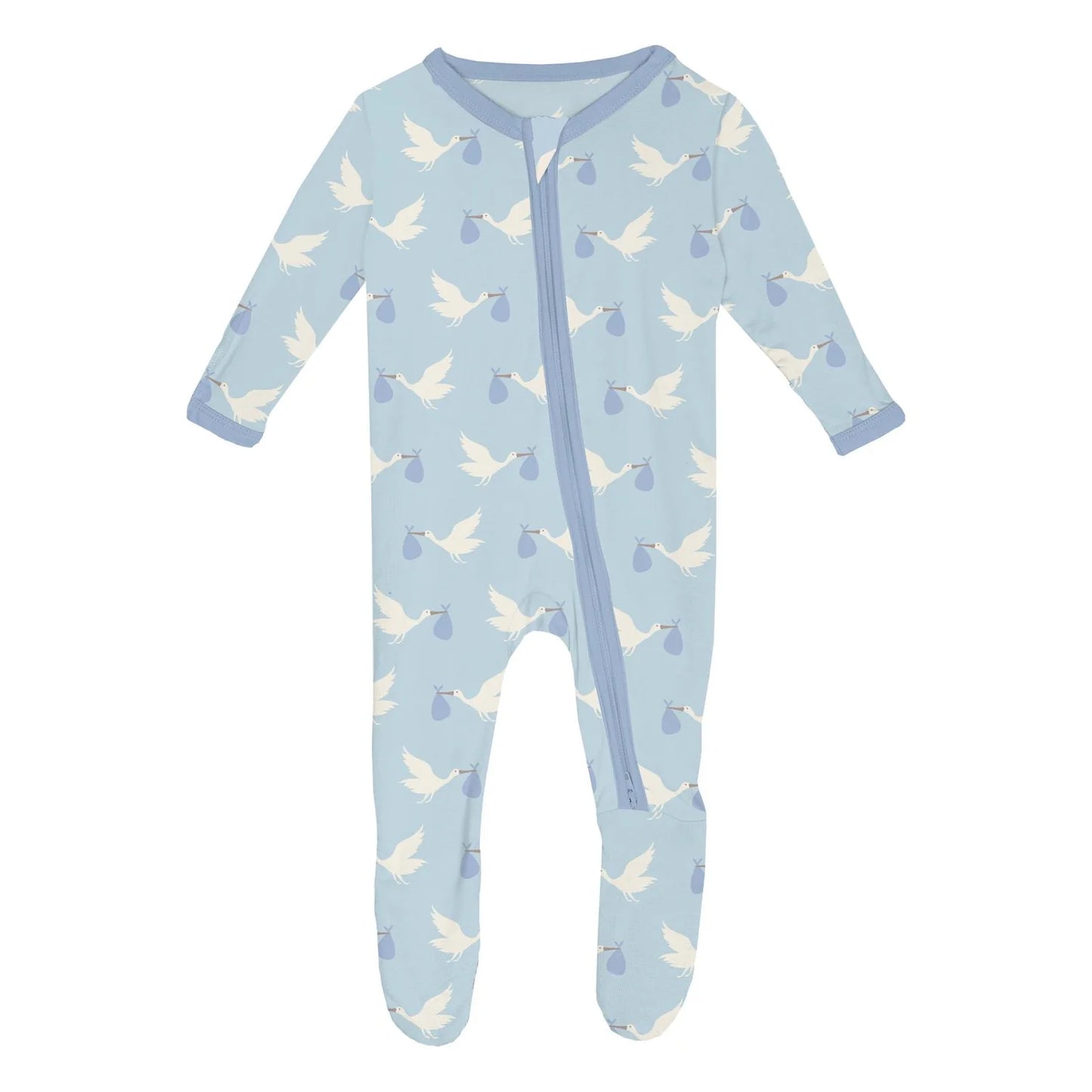 Spring Sky Stork | 2 way Zipper Footie