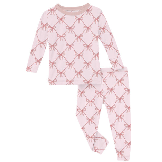 Long Sleeve Pajama Set | Violet Bow Lattice