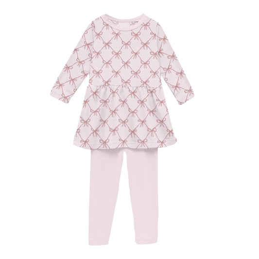 Long Sleeve Playtime Outfit Set | Shrinking Violet Bow Lattice