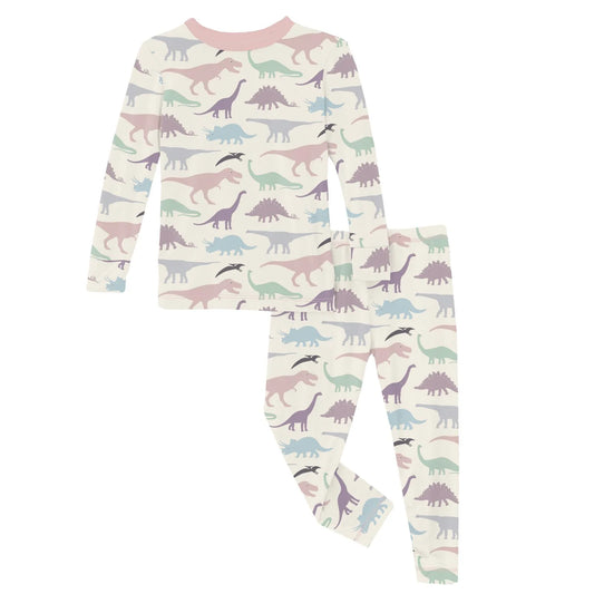 Long Sleeve Pajama Set | Lavender Dino Museum