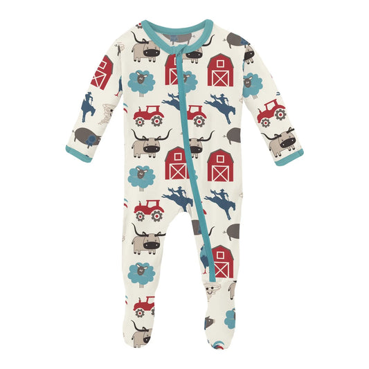 Glacier Rowdy Howdy Print Footie with Zipper