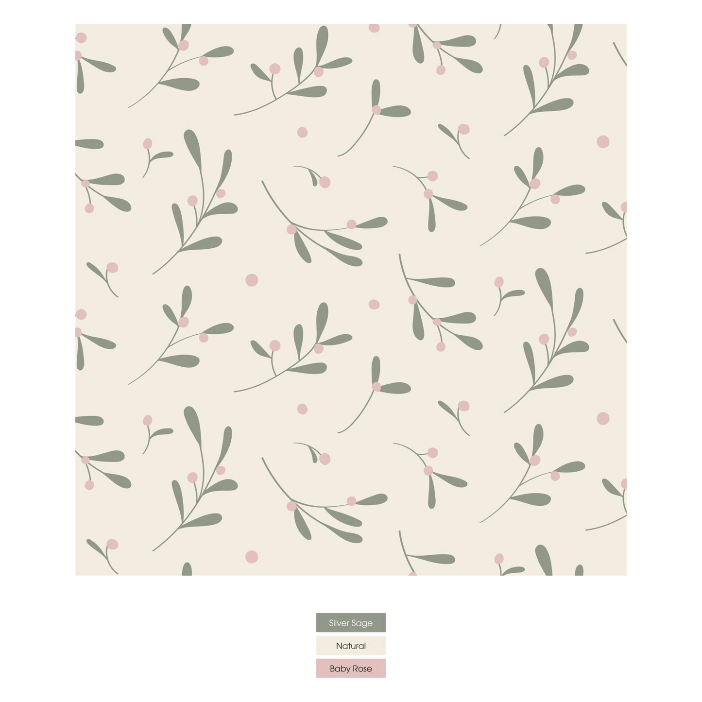 Natural Mistletoe Print Swaddling Blanket