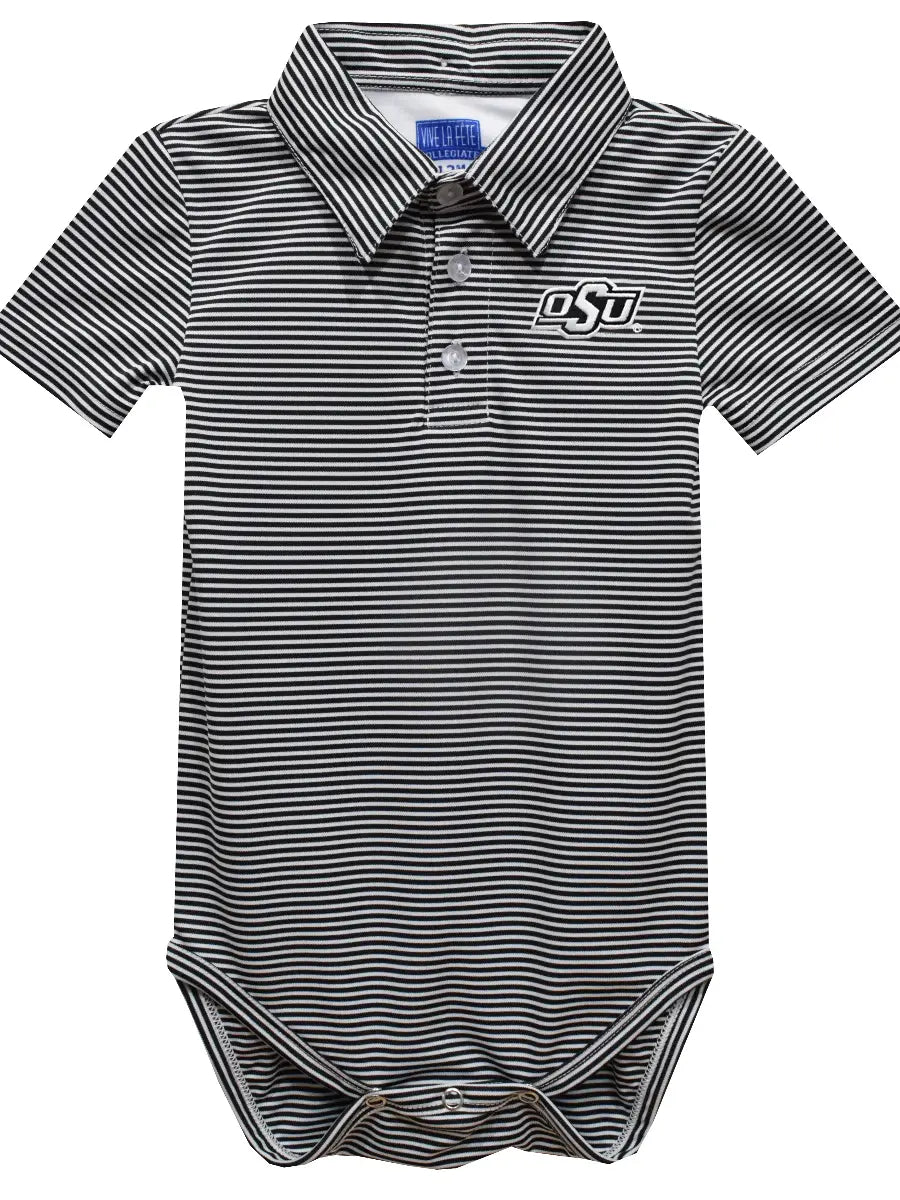 OSU Black Stripe Polo Onesie