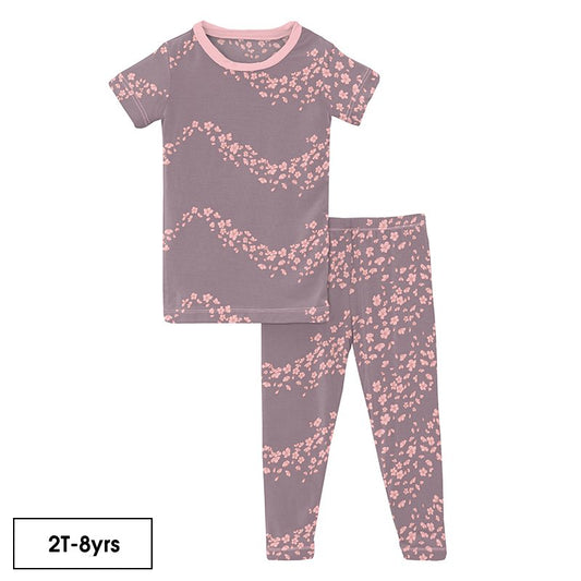 Elderberry Sakura Wind Print Short Sleeve Pajama Set