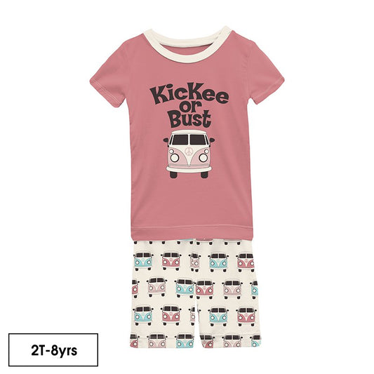 Natural Vintage Vans Print S/S Graphic Tee Pajama Set with Shorts