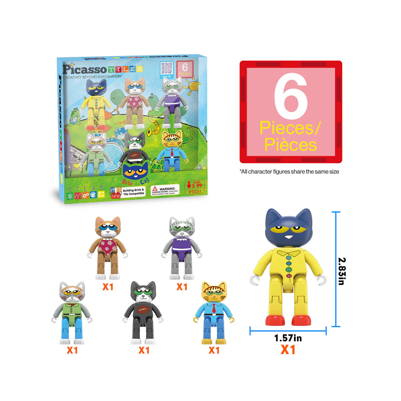 Pete The Cat (6pc) Magnetic Figures