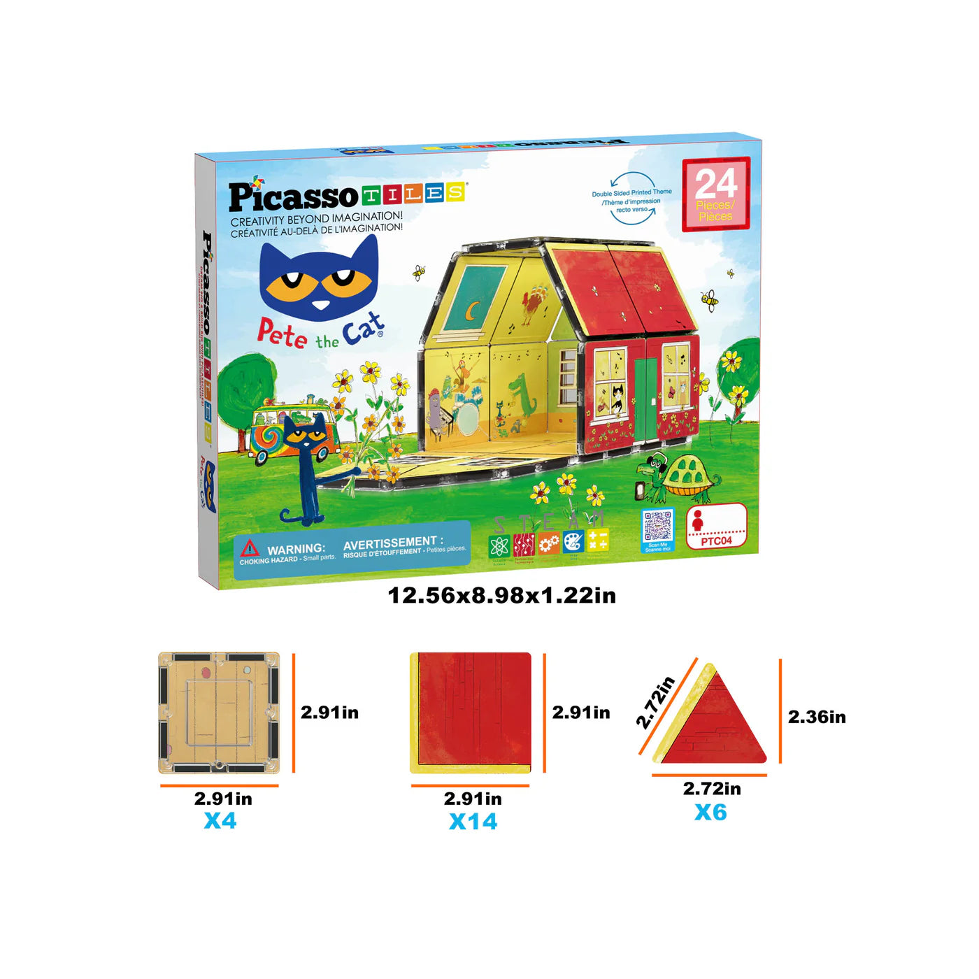 Pete the Cat Toy House (24pc) Magnetic Tile Building Set