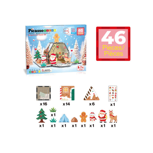 Gingerbread House Holiday (46pc) Magnetic Tile Set