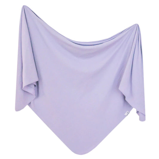 Copper Pearl Knit Swaddle Blanket - Periwinkle Rib