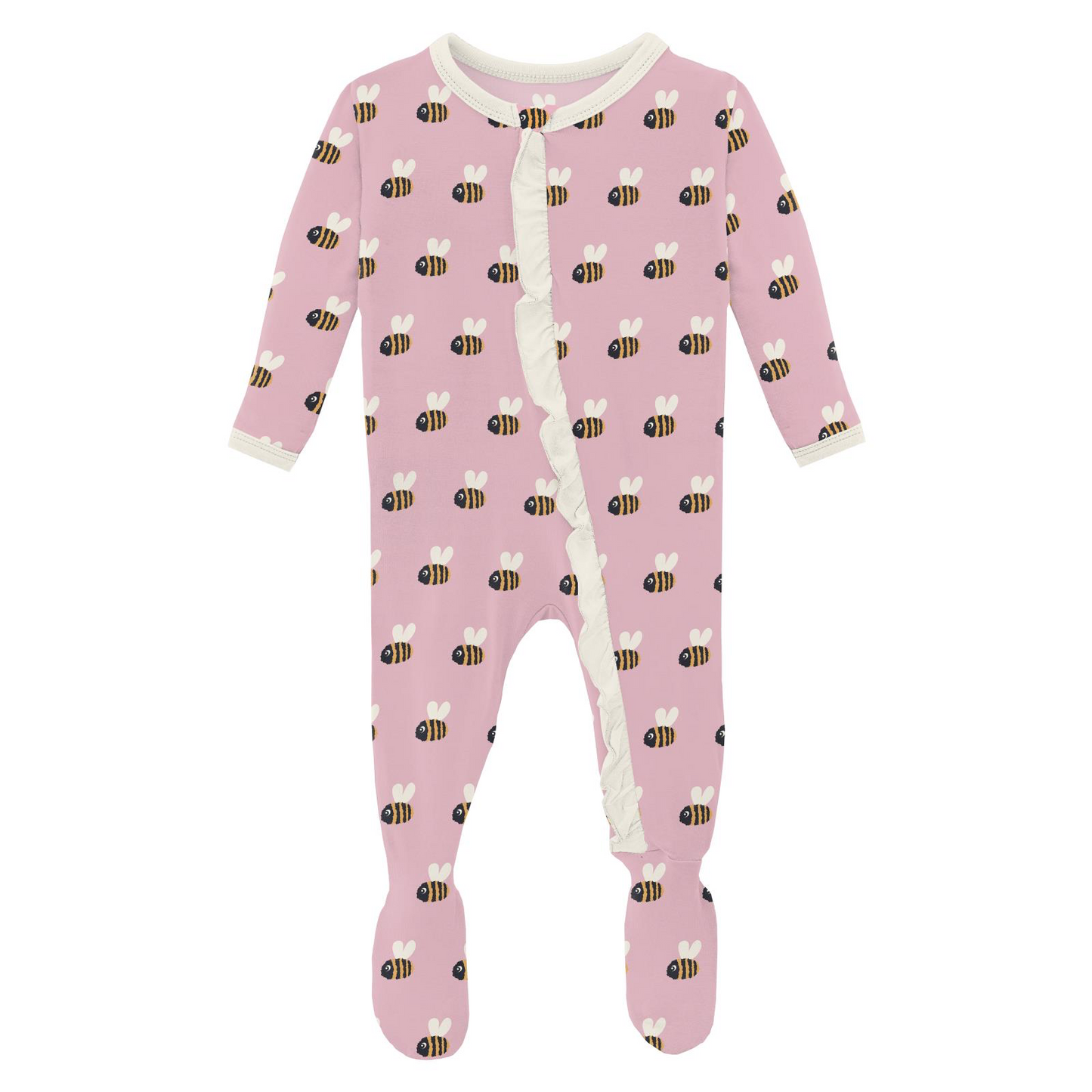 Cake Pop Baby Bumblebee Classic Ruffle Footie w/ 2 Way Zipper