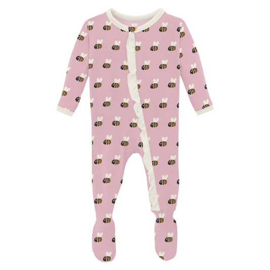 Cake Pop Baby Bumblebee Classic Ruffle Footie w/ 2 Way Zipper