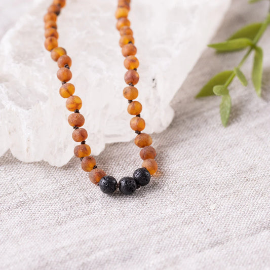 Baltic Amber + Lava Aromatherapy Necklace