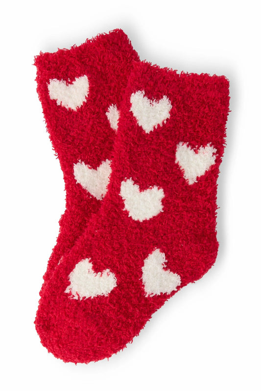 Red/ Coconut Heart Cozy Socks