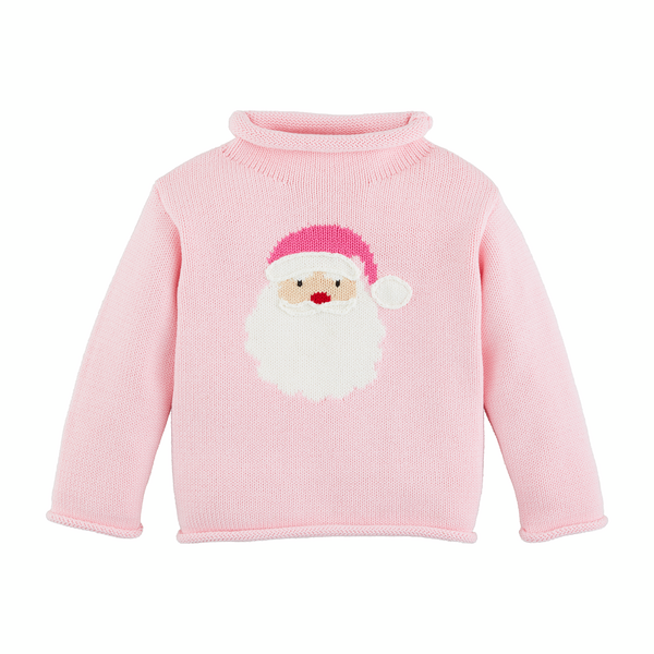 Pink Santa Roll Sleeve Sweater