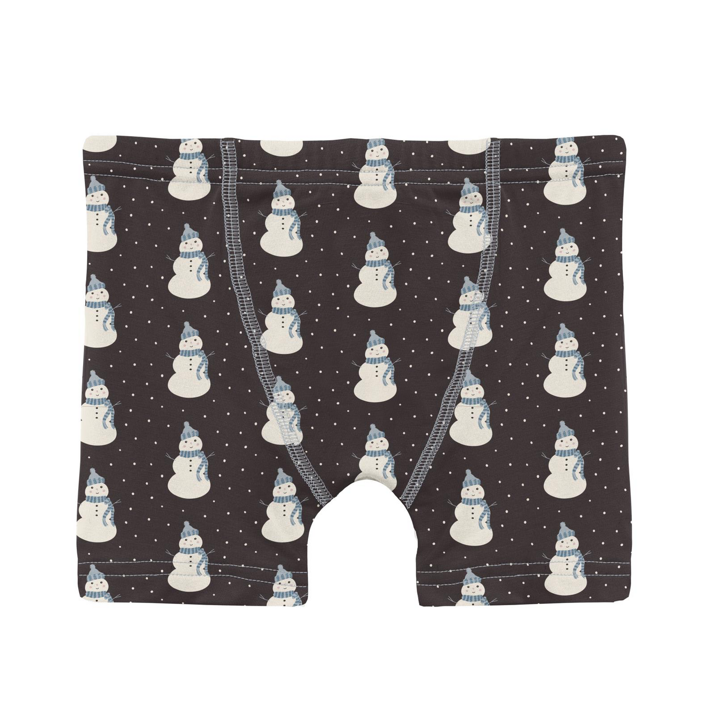 Midnight Tiny Snowman Print Boy's Boxer Brief