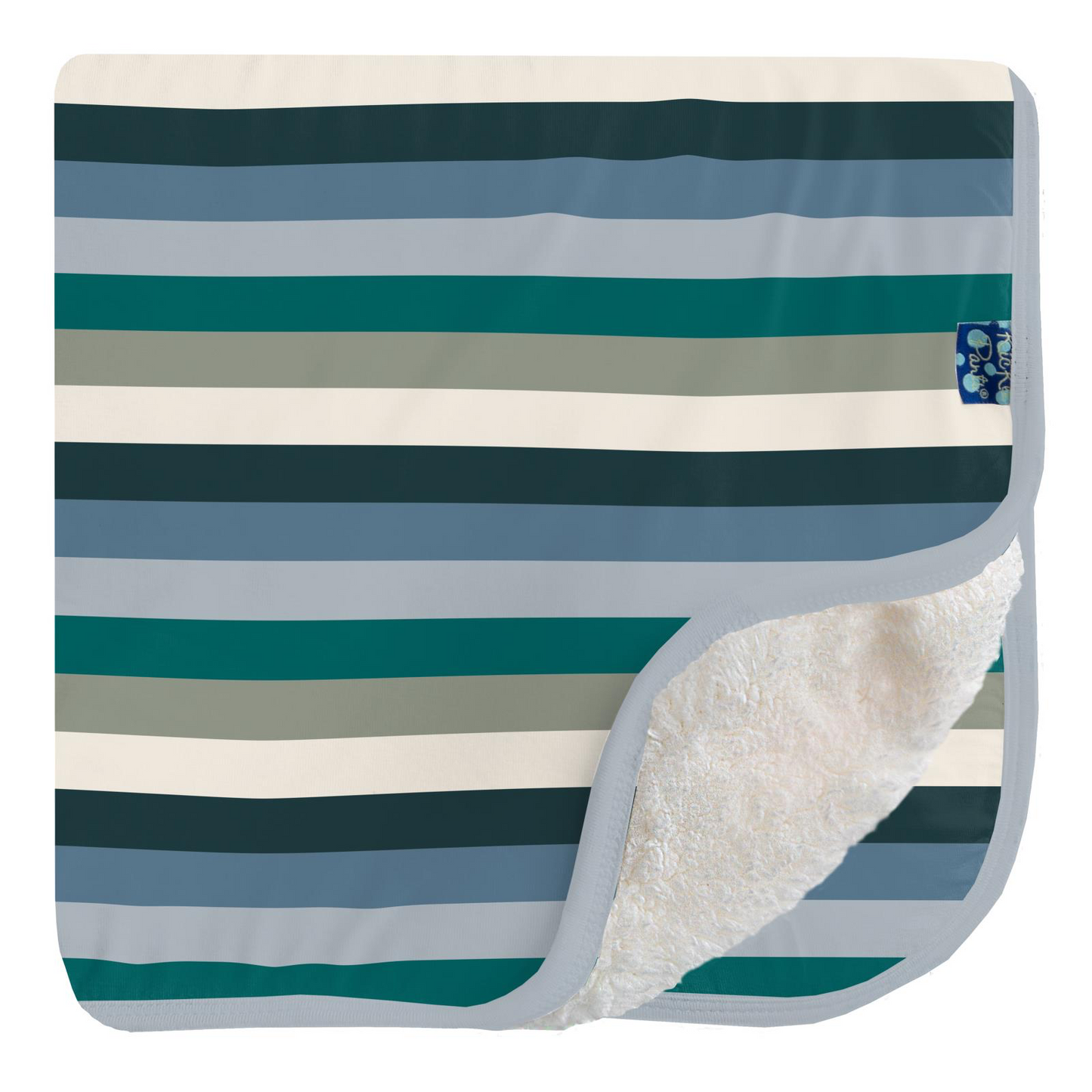 Snowy Stripe Print Sherpa-Lined Stroller Blanket