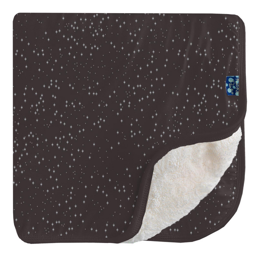 Midnight Foil Constellations Print Sherpa-Lined Stroller Blanket