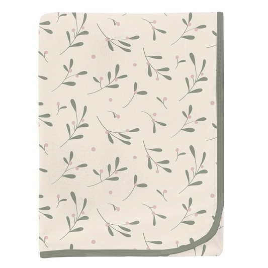 Natural Mistletoe Print Swaddling Blanket