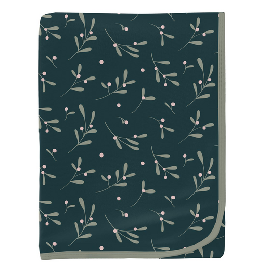 Pine Mistletoe Print Swaddling Blanket