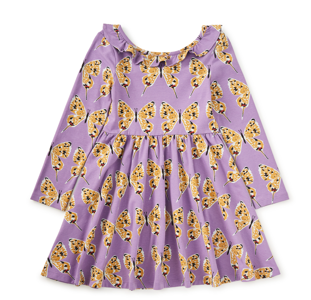 Ruffle Collar Dress - Dragon Swallowtail Butterflies
