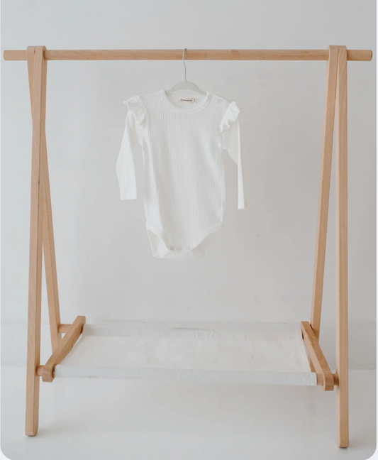 Long Sleeve White Ribbed Onesie