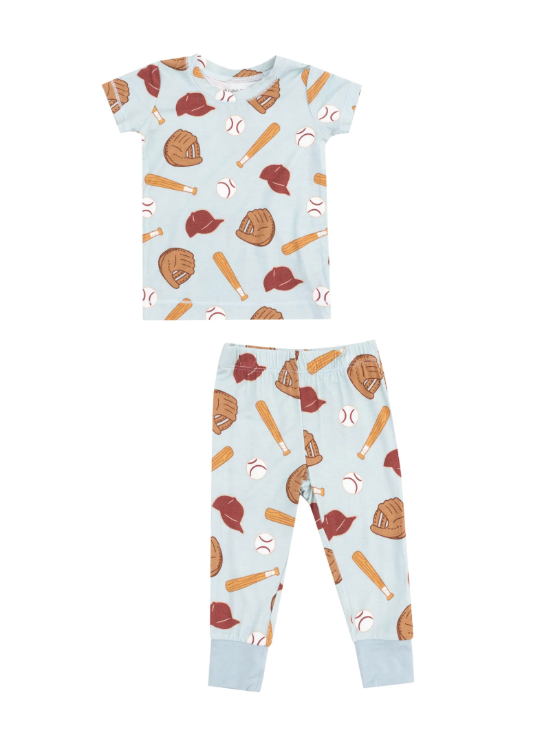 Short Sleeve Loungewear Set - Baseball
